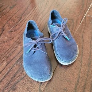 Rare Birkenstock Gary kids Eu 29 US 11 navy lace up clogs suede cork leather